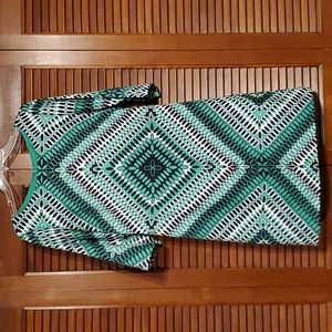Banana Republic Green and Black Patterned Dress